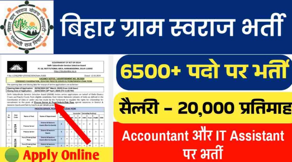 Bihar Gram Swaraj Yojana Recruitment 2024: Accountant और IT Assistant के 6570 पदों पर निकली बंपर भर्तीयां