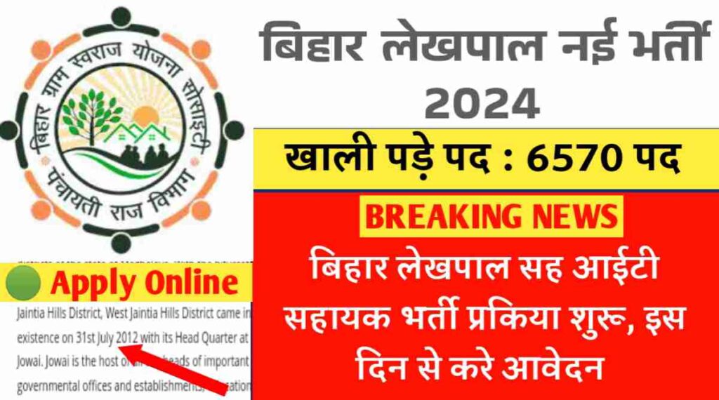 Bihar Lekhpal Bharti 2024: बिहार लेखपाल सह आईटी सहायक भर्ती प्रकिया शुरू, इस दिन से करे आवेदन 