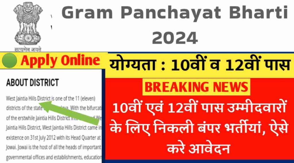 Gram Panchayat Bharti 2024: 10वीं एवं 12वीं पास उम्मीदवारों के लिए निकली बंपर भर्तीयां, ऐसे करे आवेदन