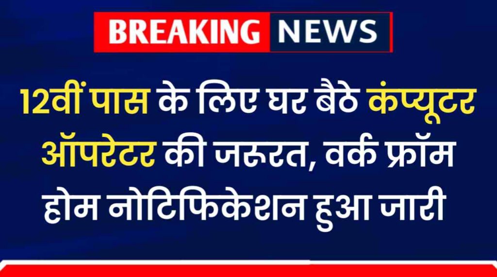 WFH Computer Operator Vacancy: 12वीं पास के लिए घर बैठे कंप्यूटर ऑपरेटर की जरूरत, नोटिफिकेशन हुआ जारी 