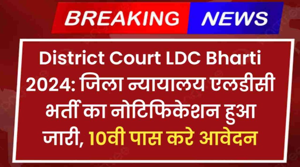 District Court LDC Bharti 2024: जिला न्यायालय एलडीसी भर्ती का नोटिफिकेशन हुआ जारी, 10वी पास करे आवेदन