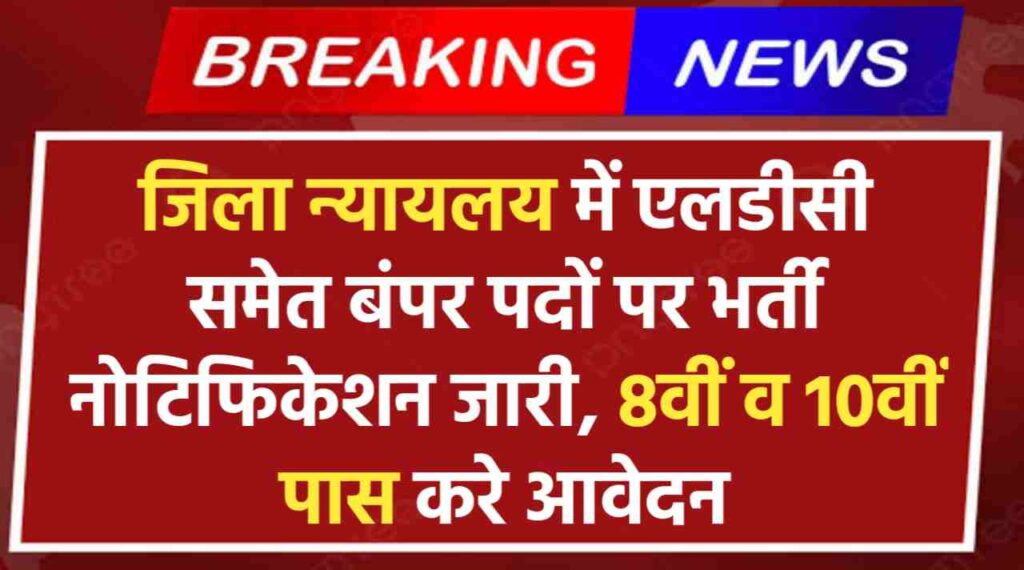 District Court LDC Vacancy 2024: जिला न्यायलय में एलडीसी समेत बंपर पदों पर भर्ती नोटिफिकेशन हुआ, 8वीं व 10वीं पास करे आवेदन