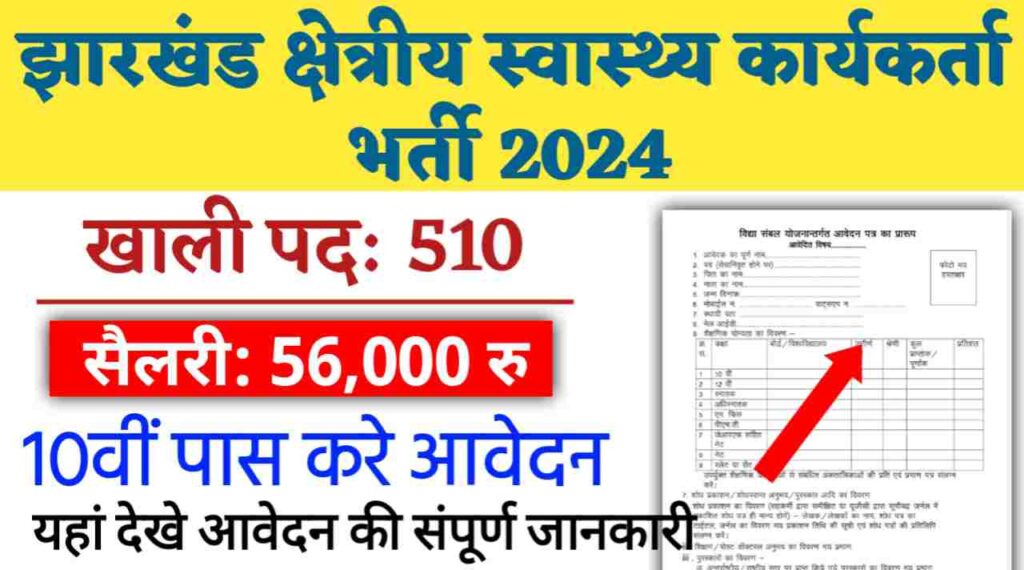 Jharkhand Health Department Vacancy 2024: झारखंड में क्षेत्रीय स्वास्थ्य कार्यकर्ताओं के 510 पदों नोटिफिकेशन जारी, 10वीं पास करे आवेदन