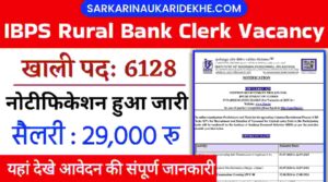 IBPS Rural Bank Clerk Vacancy 2024: बैंकिंग कार्मिक चयन संस्थान क्लर्क के कुल 6128 पदो की भर्ती नोटिफिकेशन जारी, सैलरी मिलेगी रू29,000