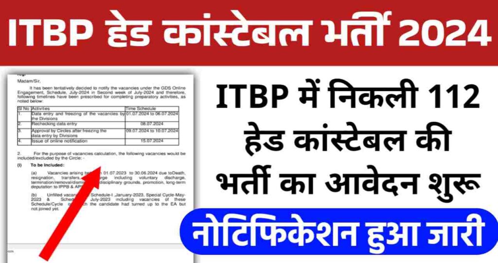 ITBP Head Constable Vacancy: ITBP में निकली 112 हेड कांस्टेबल की भर्ती, नोटिफिकेशन जारी आवेदन शुरू