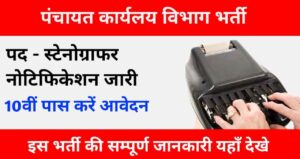 Panchayat Karyalay Vacancy: पंचायत कार्यलय विभाग में स्टेनोग्राफर की भर्ती का नोटिफिकेशन हुआ जारी, 10वी पास सरकारी भर्ती