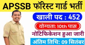 APSSB Forest Guard Vacancy 2024: फॉरेस्ट गार्ड सहित 452 पदों पर भर्ती नोटिफिकेशन जारी योग्यता 10वी पास