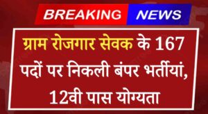 Gram Rozgar Sevak Vacancy 2024: ग्राम रोजगार सेवक के 167 पदों पर निकली बंपर भर्तीयां, 12वी पास योग्यता