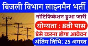 Bijli Vibhag Lineman Vacancy 2024: बिजली विभाग में लाइनमैन के लिए भर्ती नोटिफिकेशन हुआ जारी, 8वी पास योग्यता