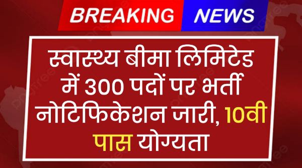 Health Insurance Data Entry Operator Recruitment 2024: स्वास्थ्य बीमा लिमिटेड में 300 पदों पर भर्ती नोटिफिकेशन जारी, 10वी पास योग्यता