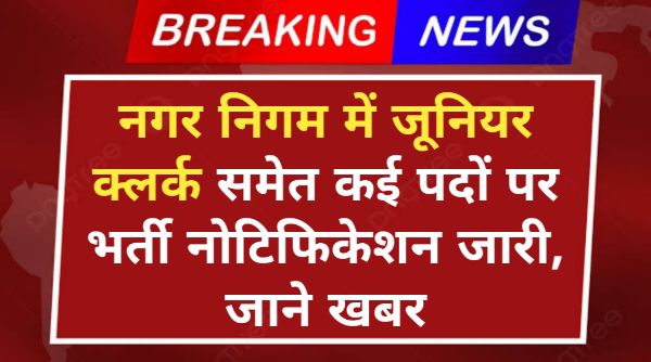 Nagar Nigam Junior Clerk Vacancy 2024: नगर निगम में जूनियर क्लर्क समेत कई पदों पर नोटिफिकेशन जारी, जाने खबर