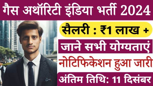 GAS Authority India Vacancy 2024: गेल इंडिया में 261 पदों पर निकली भर्तीयां, ₹60,000 तक की मिलेगी सैलेरी